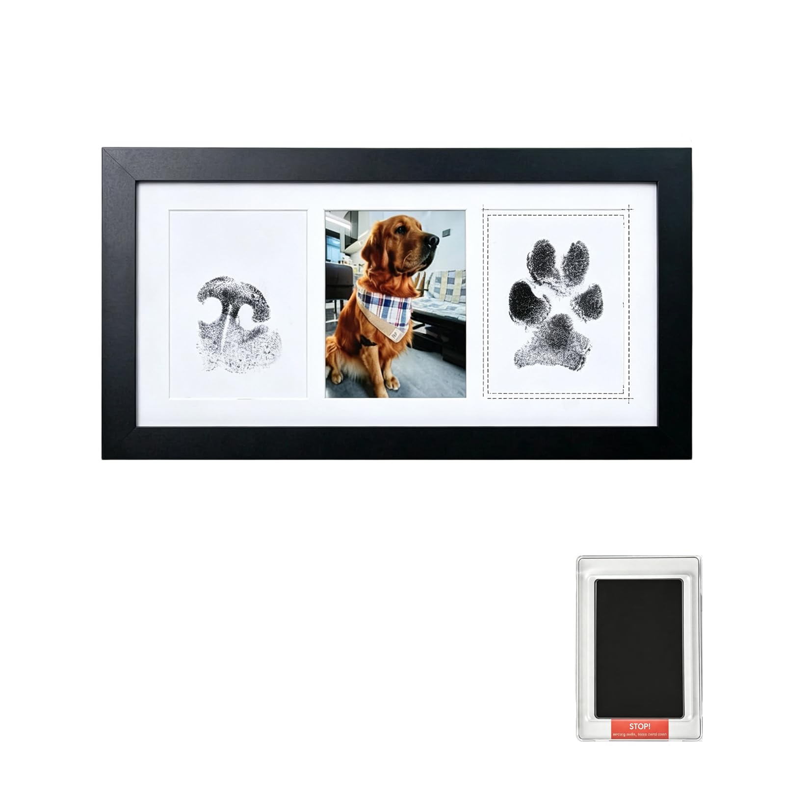 WORUIB 3 PCS SET Dog Paw Print Kit,Black 32.5x18 cm pet paw print kit for dogs and cats; includes clay, ink pad, and tools