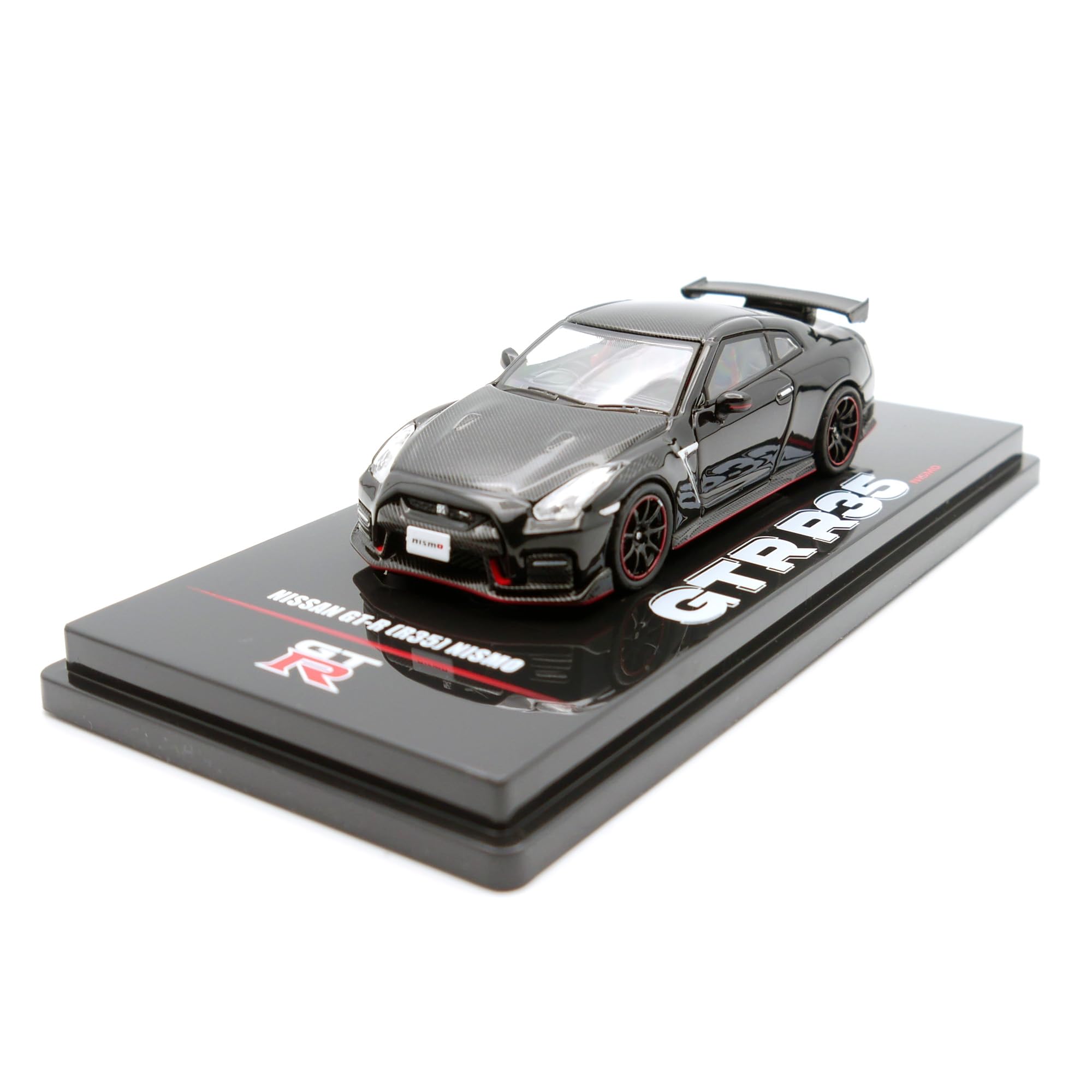 Inno Models Inno64 Nissan GT-R (R35) NISMO Modellauto, Schwarz, Maßstab 1:64, Metall, Detailliertes Sammlerstück im Schaukasten