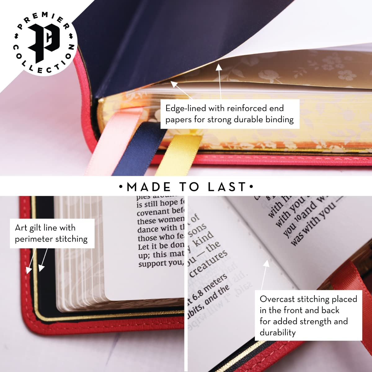 NIV, Thinline Bible, Premium Goatskin Leather, Coral, Premier Collection, Black Letter, Gauffered Edges, Comfort Print