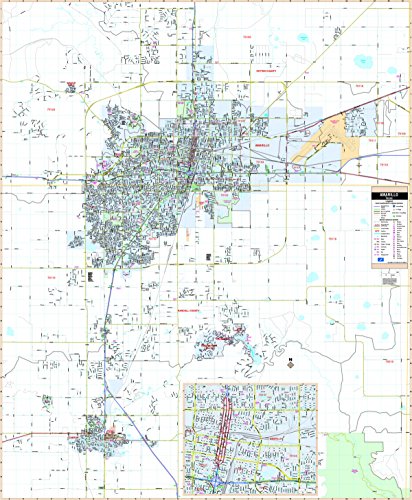 Carte murale d'Amarillo TX grand format poster géographique Texas USA