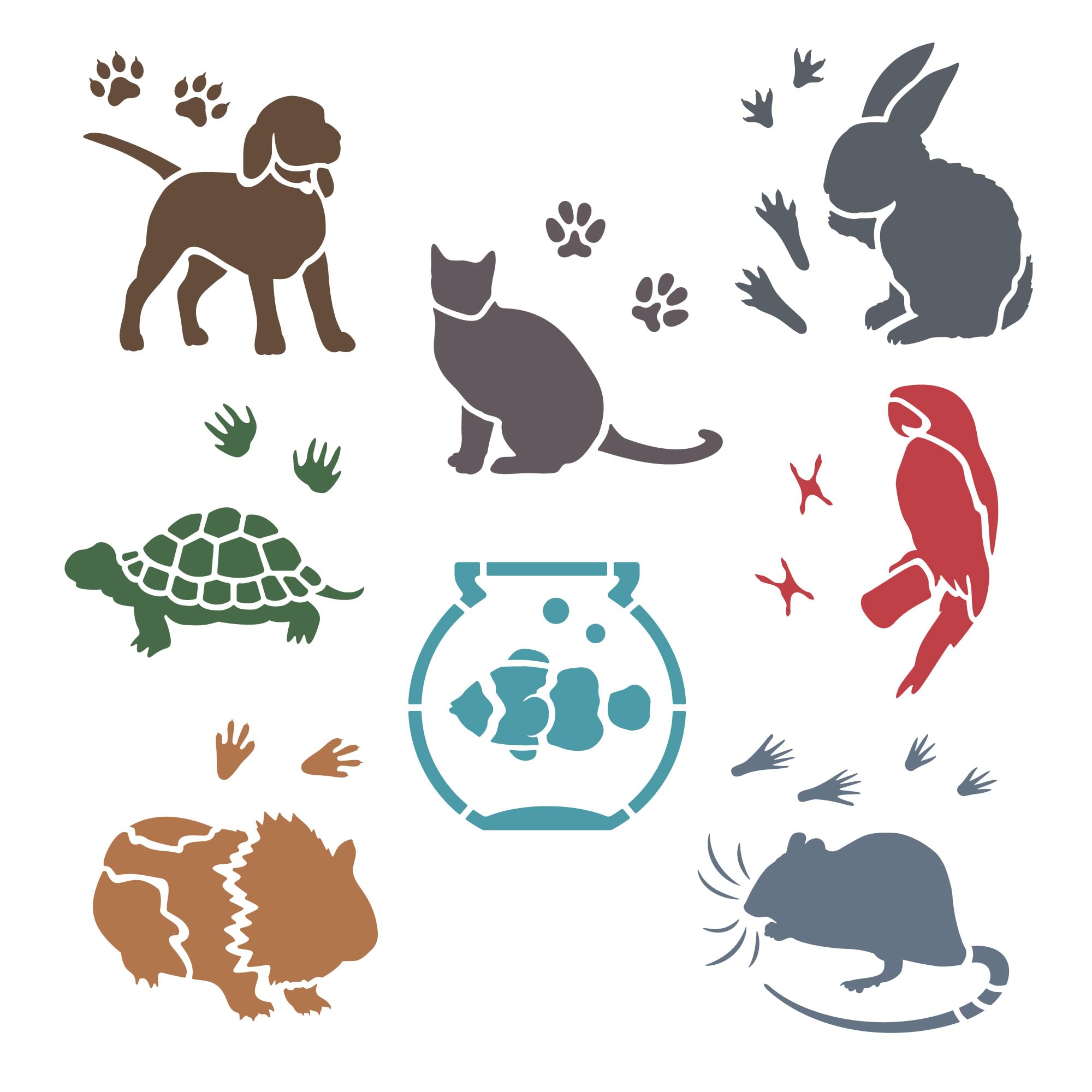 Pochoirs De Dessin Pour Enfants 8 Pcs 15x15cm Thème Fées Contes De Fées - Plastique Réutilisable Nakleo