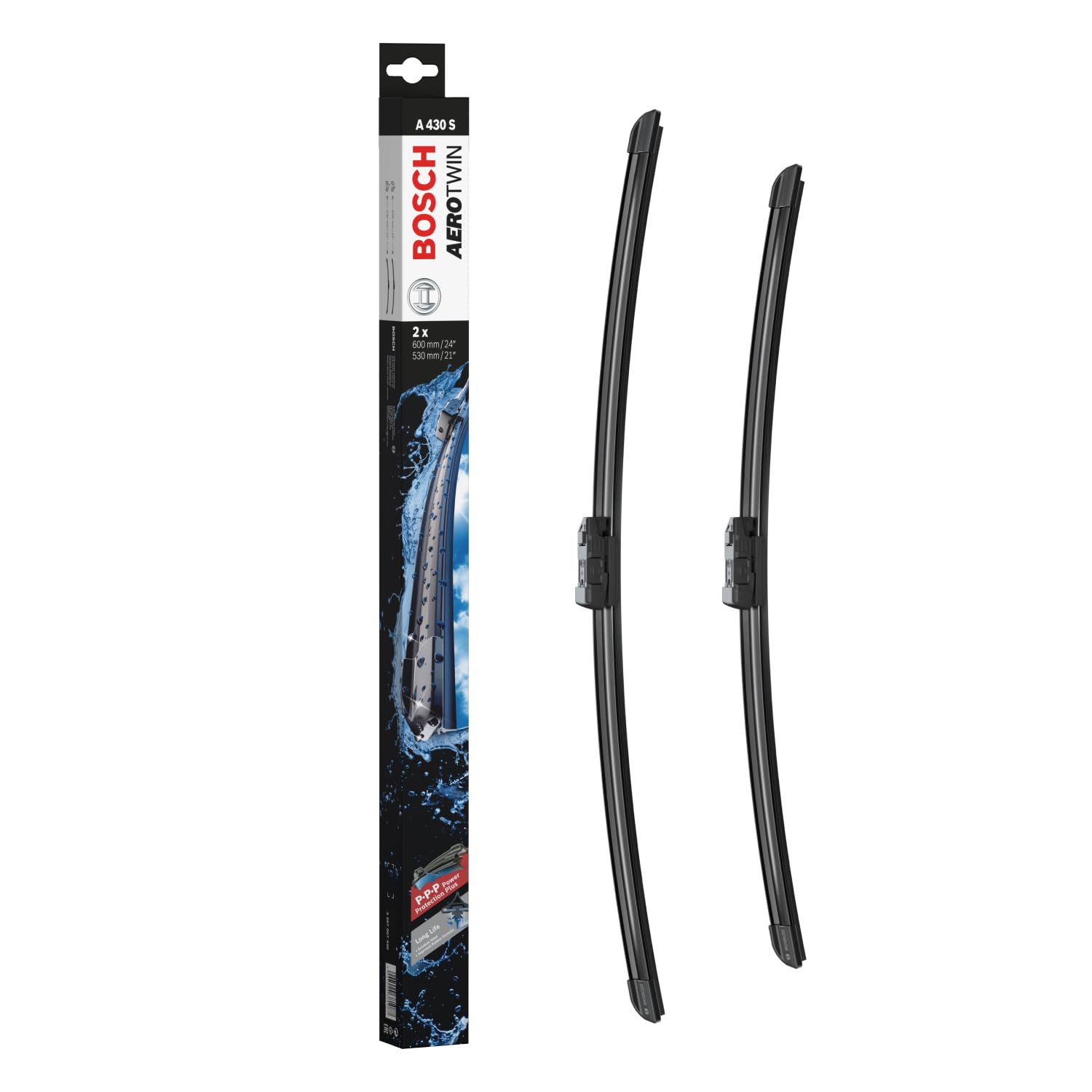 Tergicristalli Bosch Aerotwin A430S, Lunghezza 600mm/530mm, 1 set per parabrezza anteriore