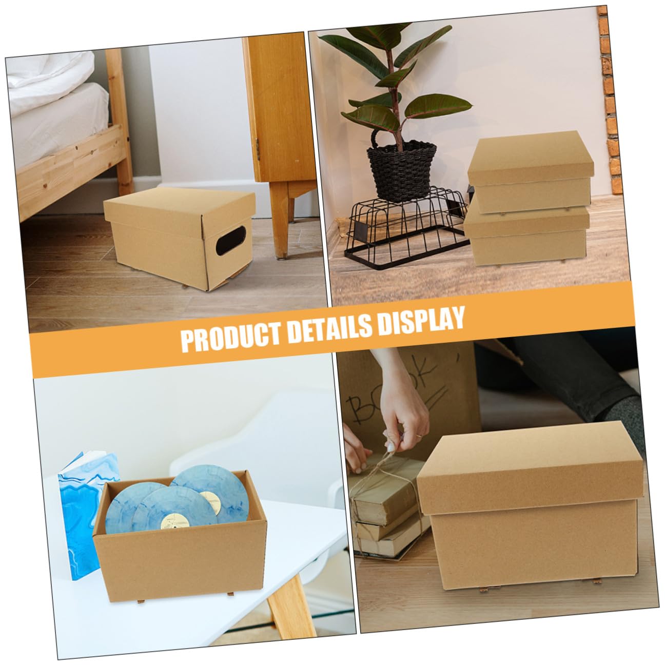 4 Pezzi Scatola Portaoggetti in Carta con Coperchio, Organizer Ufficio Documenti, Capacità Ottimale per Mantenere Ordine e Spazio Ordinato, Design Semplice e Resistente