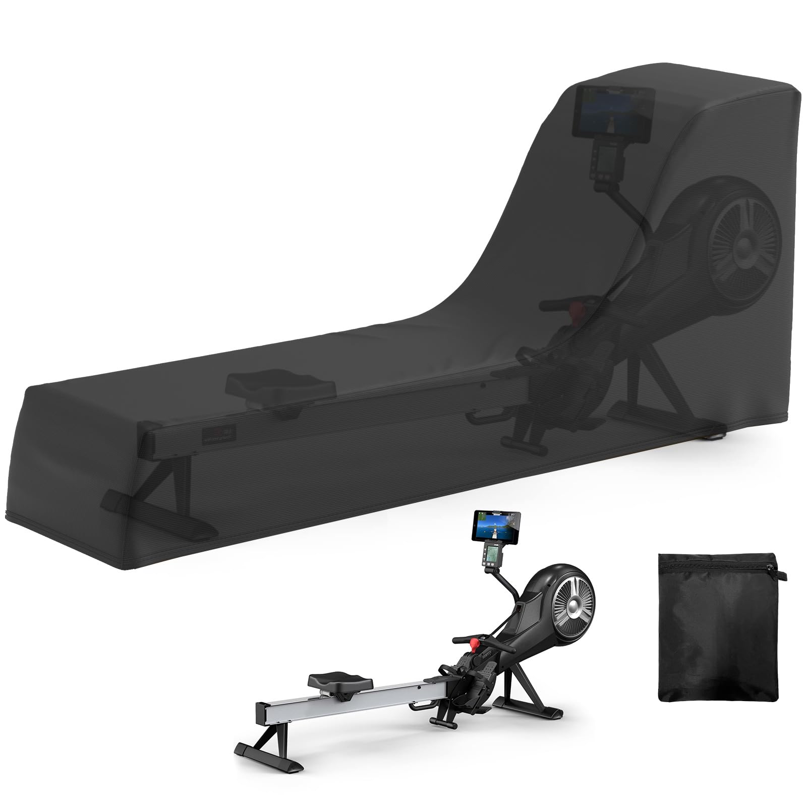 Gasadar Rowing Machine Cover for Concept 2 Fitness Equipment Outdoor Waterproof Sports Rowing Machine Cover with Adjustable Drawstrings and Windproof