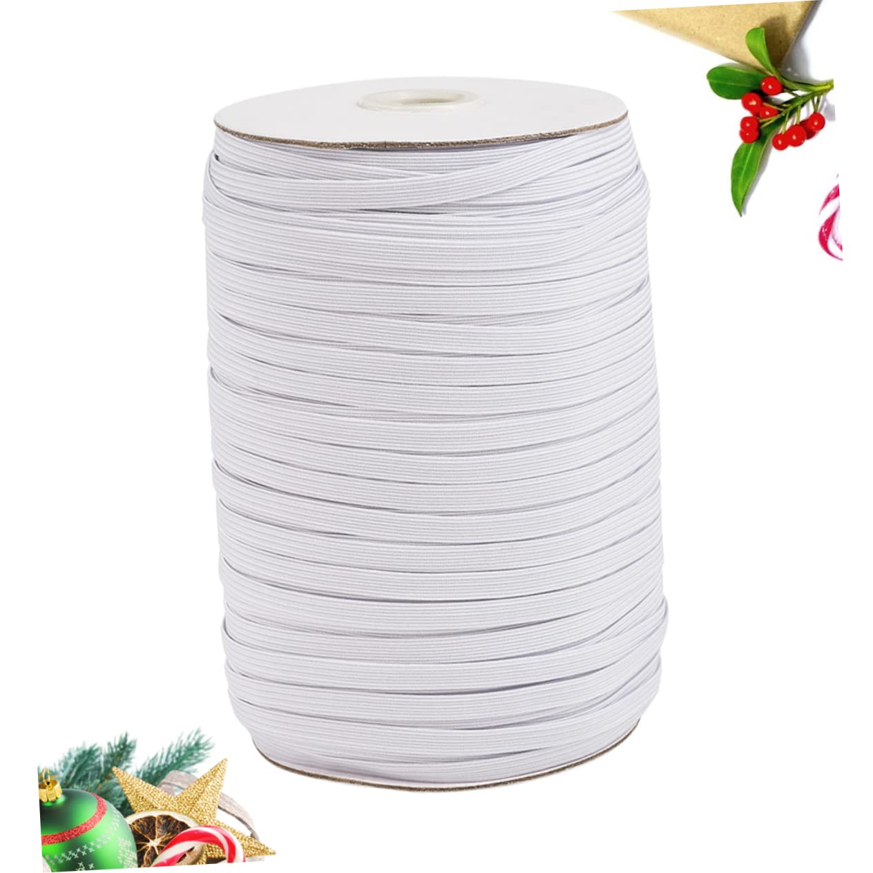 NUOBESTY 1rotolo Nastro Elastico Piatto Bianco per Cucito Decorazioni e Accessori per Abbigliamento Materiale Resistente per Creazioni Fai da Te e Imballaggio