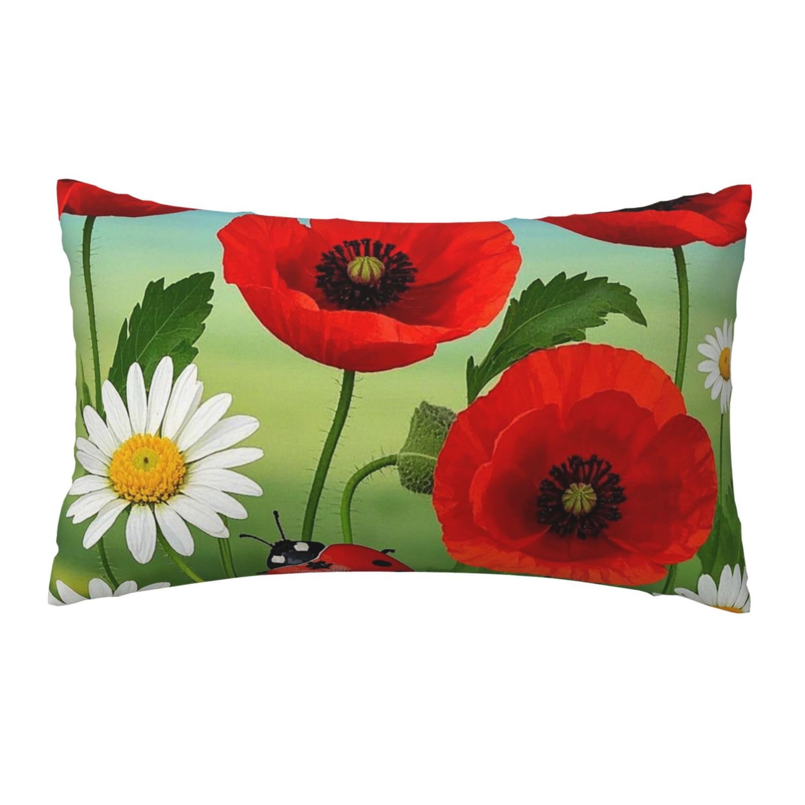 FodPand Luxury Velvet Pillow Cases 12 x 20 inch Super Soft Decorative Throw Pillow Covers - Chamomile Ladybug and Daisy Pillowcases Modern Lumbar Cushion Cases for Couch Sofa Bed Pillow Shams