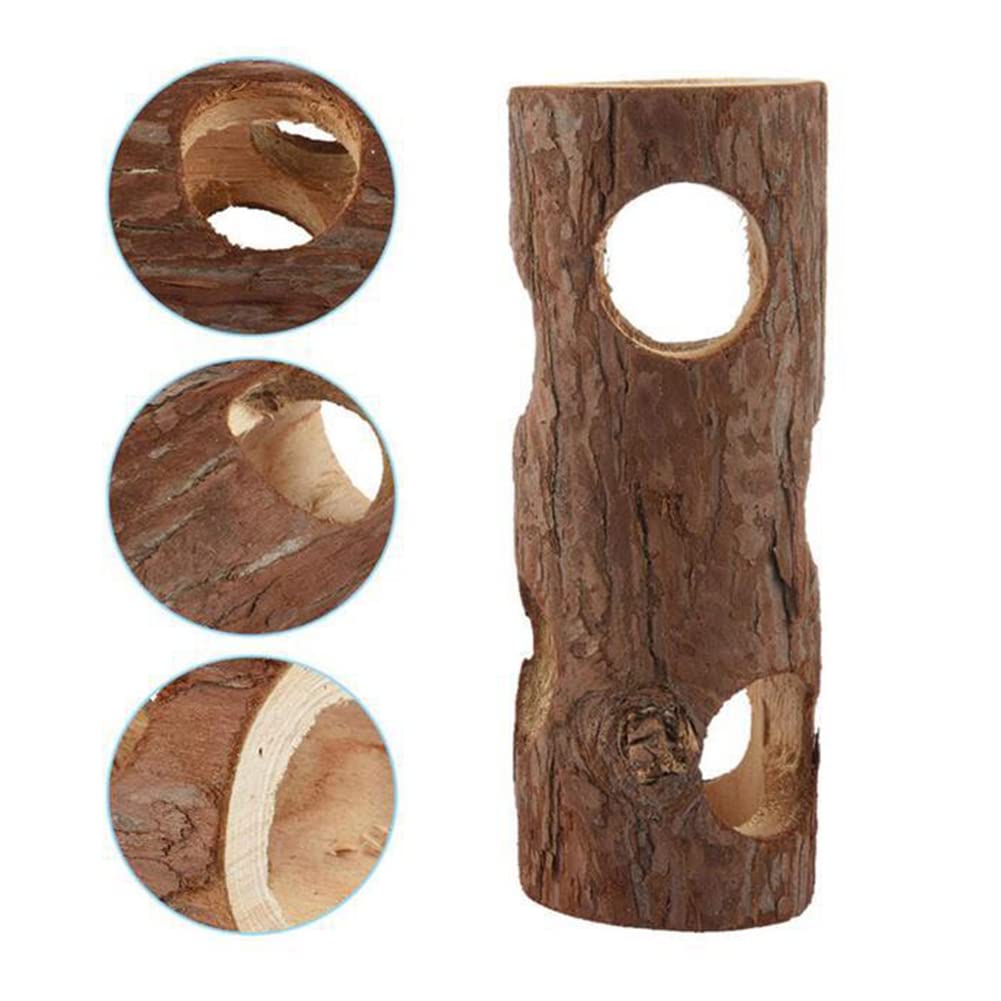 Juguete for hámster (2 Unidades), túneles de Madera Natural, Resistentes a Las mordeduras, for escondite, Molar, 15 cm,Juguetes para hámster(15cm)