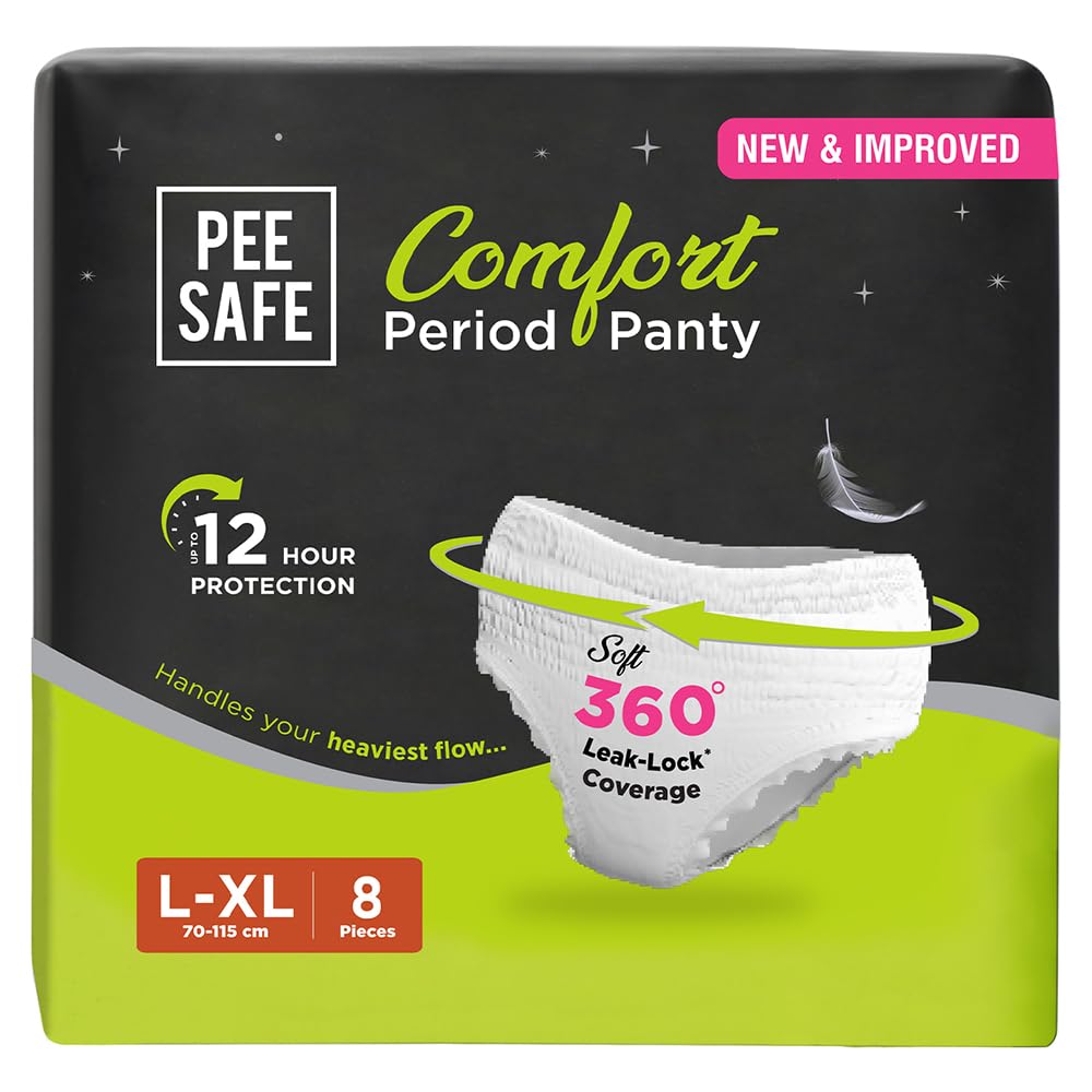 Pee Safe Comfort Period Panties | L-XL | 8 Panties | Leak Proof