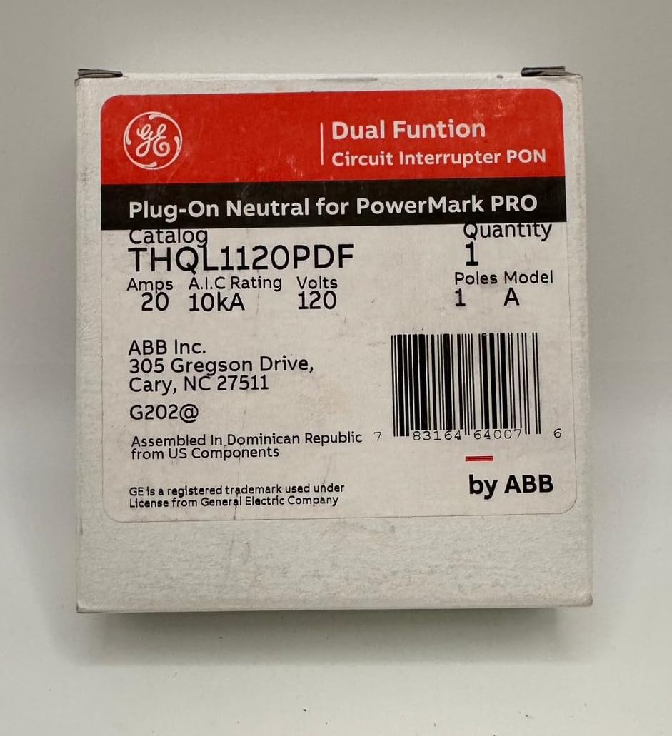 GE THQL1120PDF Single-Pole Dual Function Plug-on Afci/Gfci Circuit Breaker, 120 Vac, 20 Amp, 10 Kaic