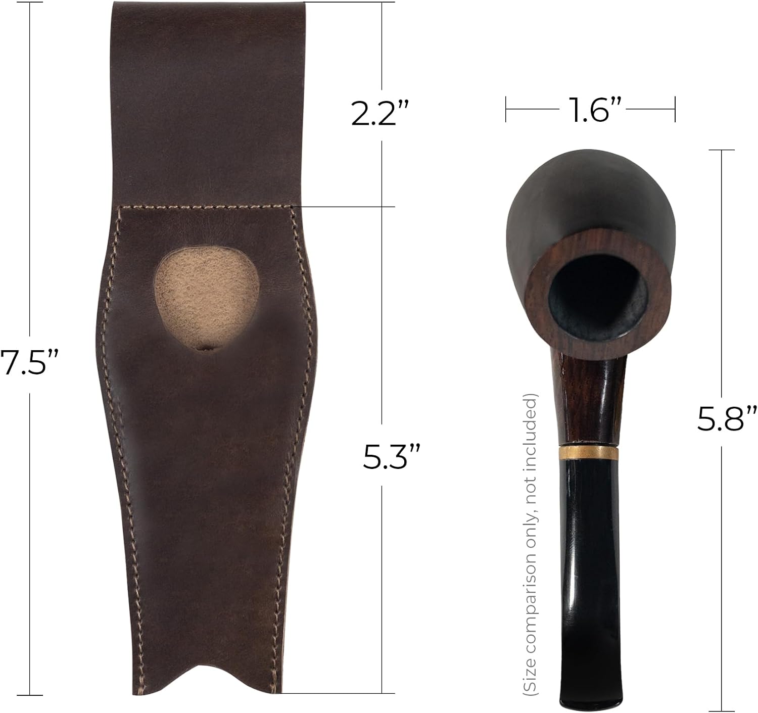 La Antigua, Rustic Pipe Holder with Belt Loop, Waist Case, Travel Accessory, Full Grain Leather, Handmade, Bourbon Brown