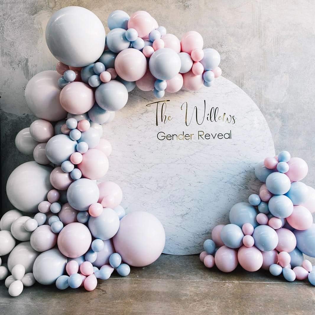 Luxury Gender Reveal Garland Kit Pink & Blue 5" 10" 12"18" Pink Blue Double-Stuffed Latex Balloon for Baby Shower Birthday Party Backdrop Venue (Pink & Blue)