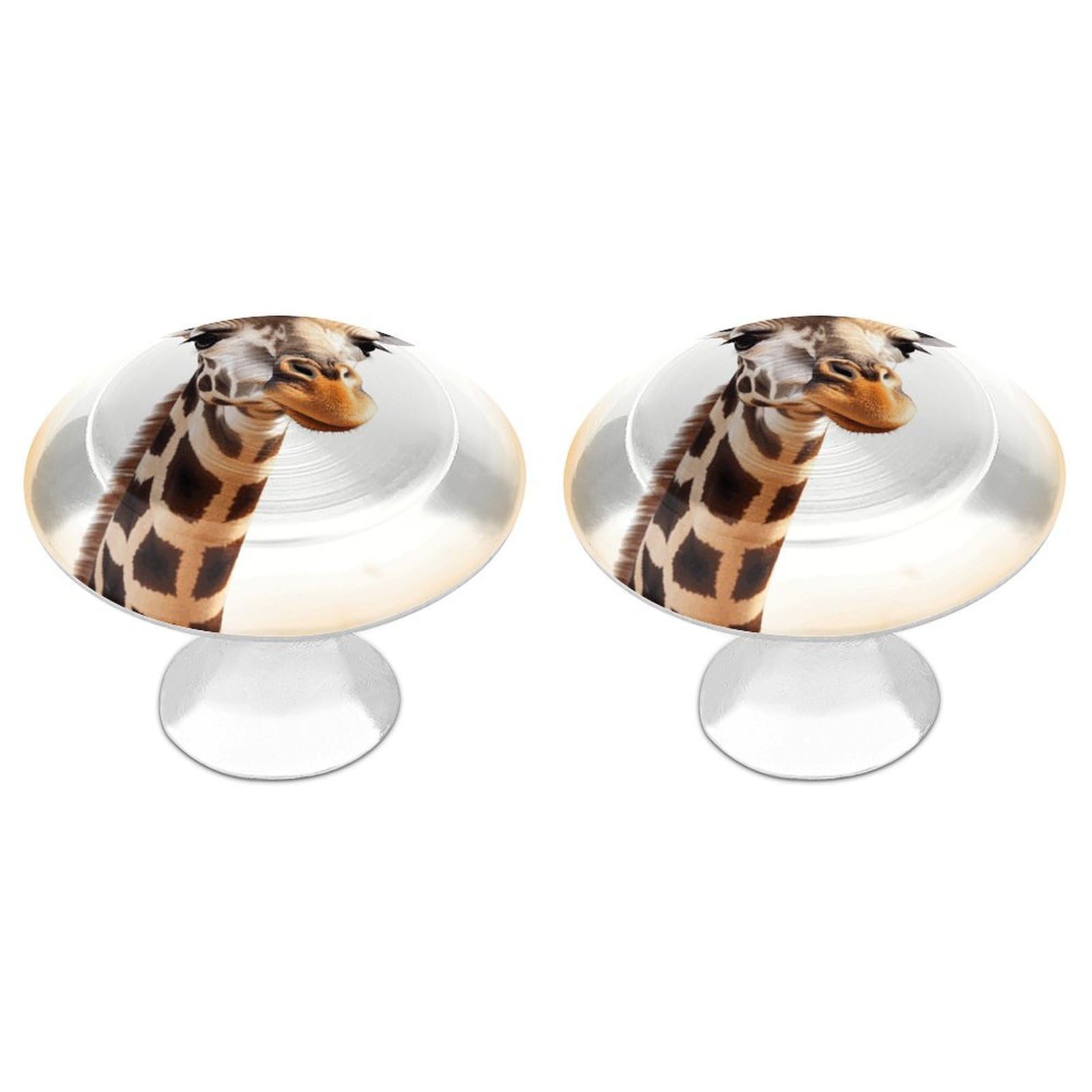 QMNLKH Cute Giraffe Cabinet Knobs for Home, Round Drawer Pulls for Kitchen, Personalized Cupboard Handles with Screw, Fashion Dresser Knobs for Office, Drawer Handles, 2 Packs