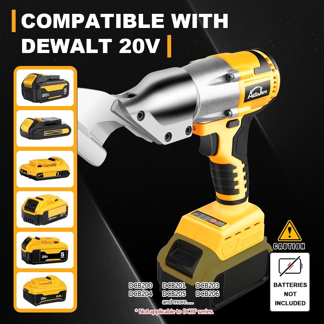 Cordless Metal Shear Compatible with Dewalt 20V Battery 295 lb-ft (400N.m) Brushless Metal Cutter with 360° Pivoting Head for Cutting Iron, Leather, Cardboard (NO Battery)