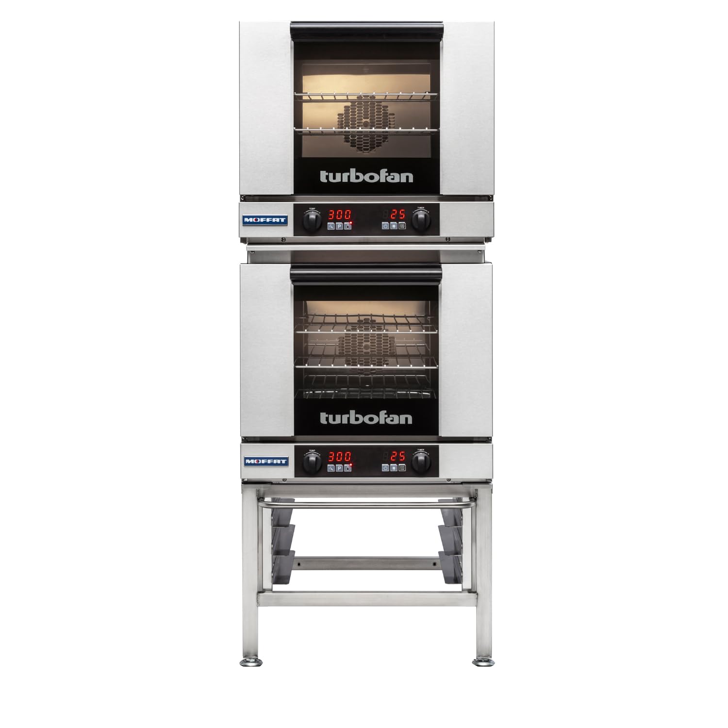 Moffat Turbofan Full Size Countertop Electric Convection Oven w/Stand, Double Stack, Digital Control, 208v/50/60/1ph