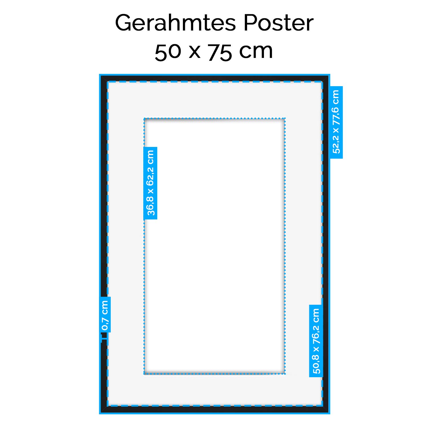 artboxONE Poster mit Rahmen Gold 75x50 cm Pferde Einmaleins Lernposter 1x1 von Sabandraba - gerahmtes Poster