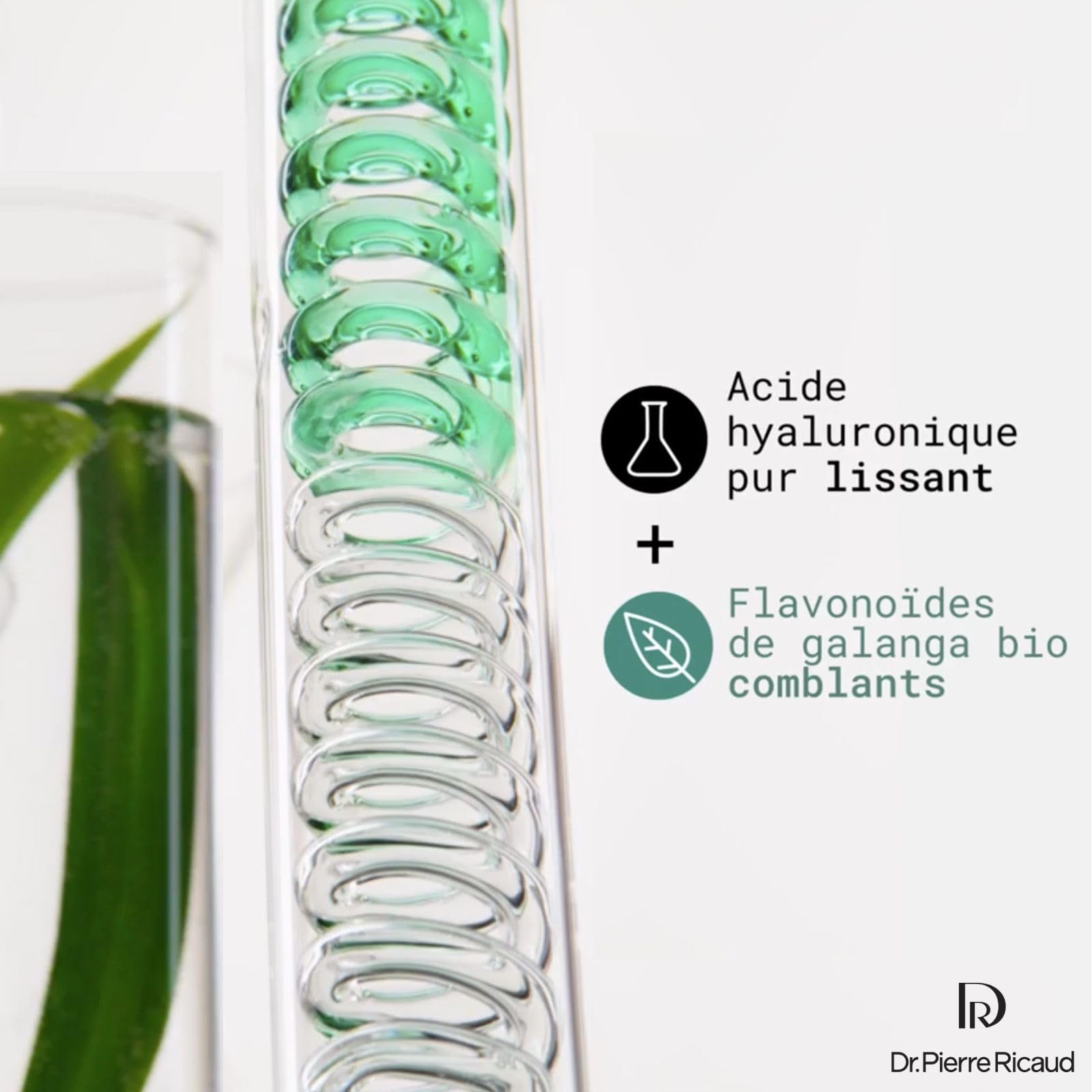 Dr Pierre Ricaud Crème Anti-Rides Comblante pour le Visage à l'Acide Hyaluronique & Galanga Bio - Creme Anti Âge pour Femme - Creme de Jour Anti Rides - 40ml