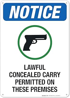 Lawful Concealed Carry Permitted On These Premises Sign, (SI-64548) 10x14 Inches, Rust Free .040 Aluminum, Fade Resistant, Made in USA by Sigo Signs