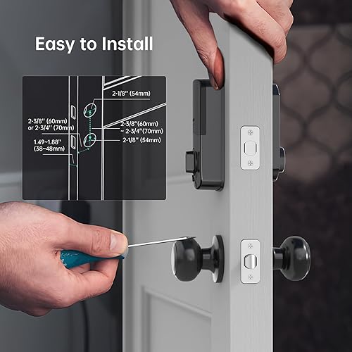 Miniatura 9 de Juego de pomos de cerradura de puerta inteligentes cerrojo WiFi sin llave, cerradura de puerta delantera con huella digital Hornbill con código de