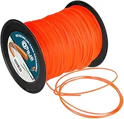 Rolo Fio de Nylon Para Carretel de Roçadeira Cortadora de Grama com 2KG, Perfil Quadrado, 3mm de Diametro, Laranja, Compatibilidade Universal Modelos 26/33/43/52/63cc, Alto Desempenho, 226 Metros