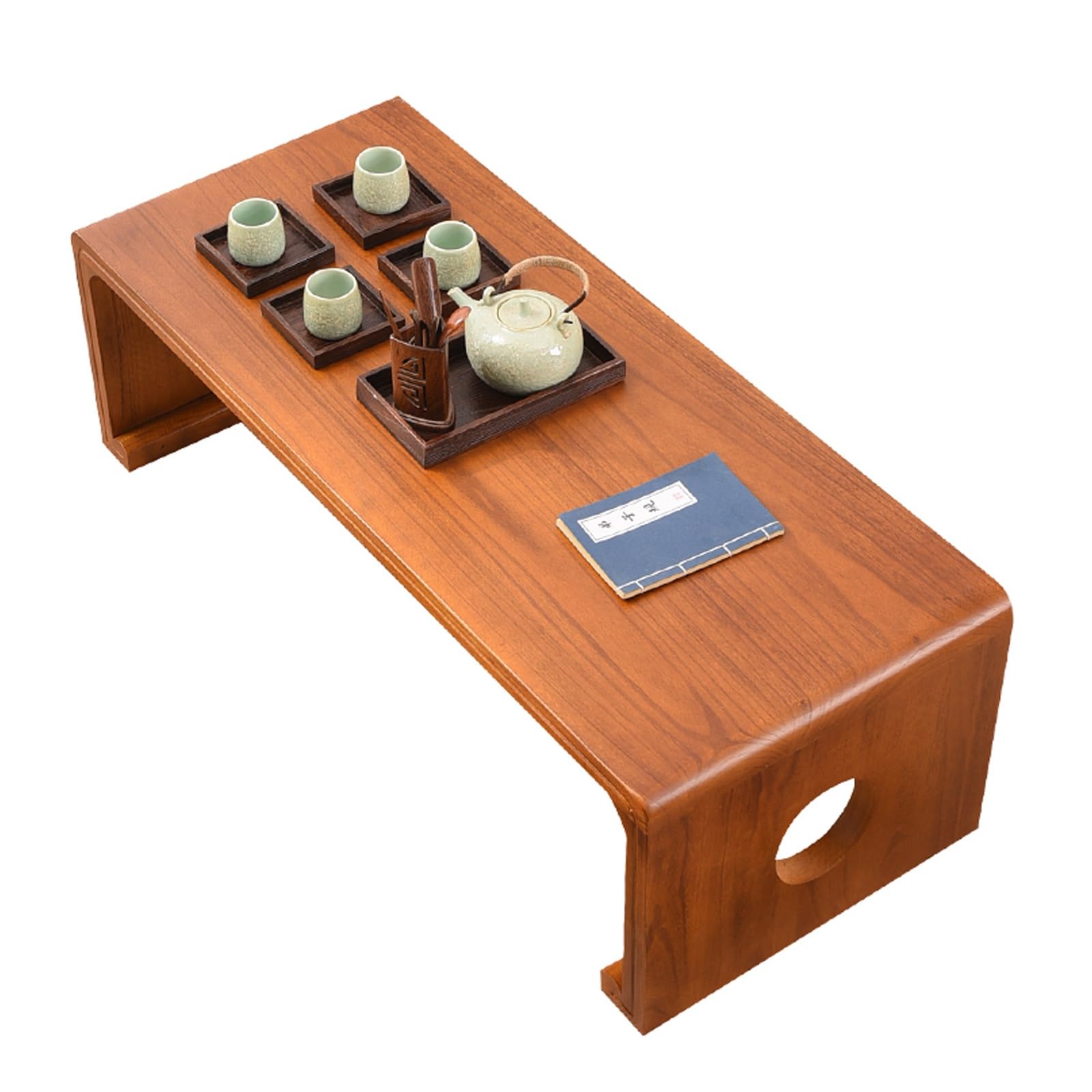 Table basse japonaise bois massif vintage meuble de méditation 100cm