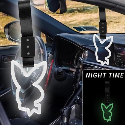 Miniatura 5 de Q1-TECH, JDM Tsurikawa, anillo japonés para tren de metro, autobús, automóvil, mango con forma de conejo, correa de mano, anillos de advertencia