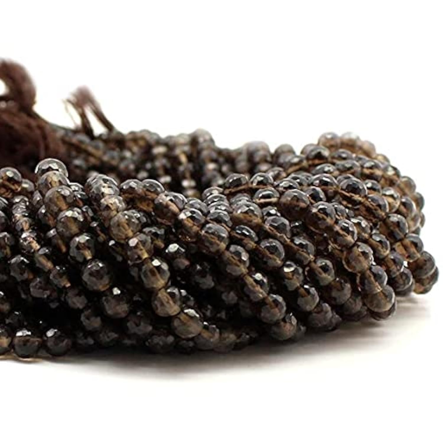 Quartz fumé véritable en perles facettées de 4mm pour bijoux haut de gamme
