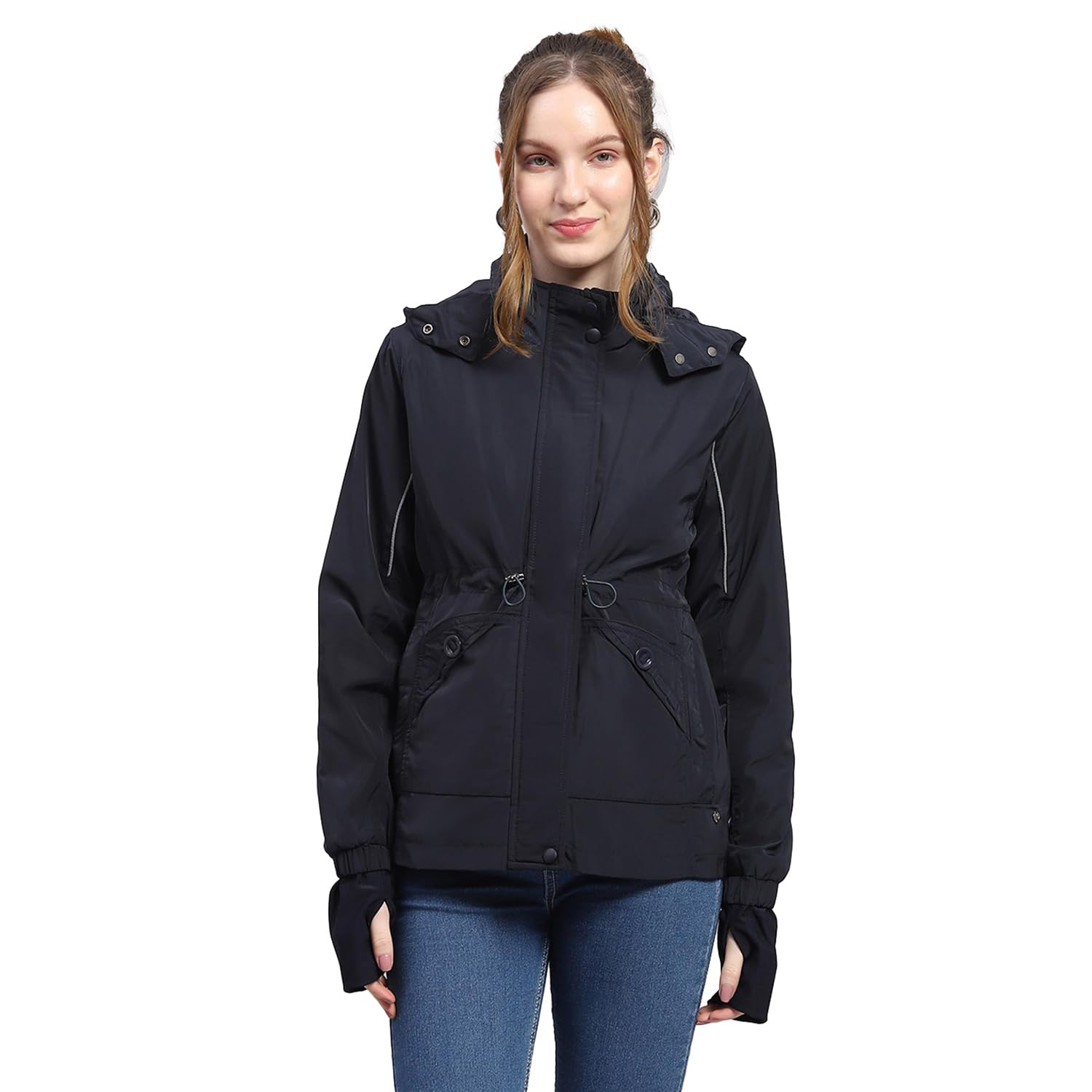 monte carlo Womens Solid Black Detachable Hood Full Sleeve Jacket-picture-26