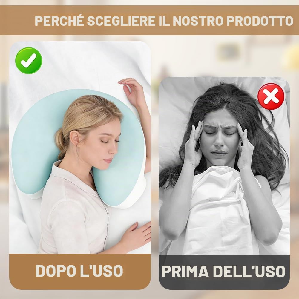Cuscino ergonomico per chi dorme sul fianco con giromanica in memory foam, cuscino ortopedico per il collo per alleviare il dolore di HWS, collo, spalle e rotatori, ideale per chi dorme sul fianco