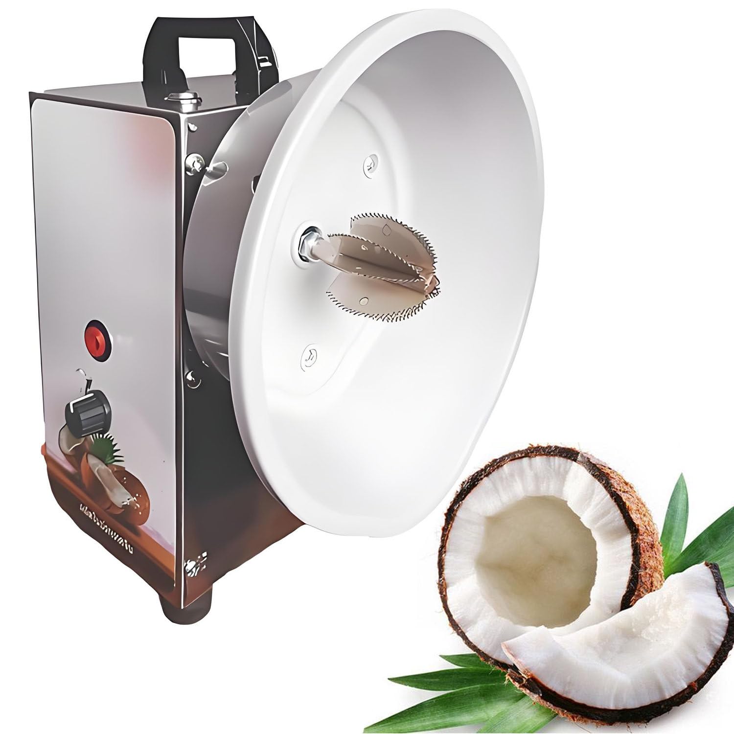 Rallador de Coco eléctrico de 3 velocidades, Herramienta Comercial de Acero Inoxidable para Quitar la Pulpa del Coco con Cubierta Antipolvo, para panadería y Uso doméstico.