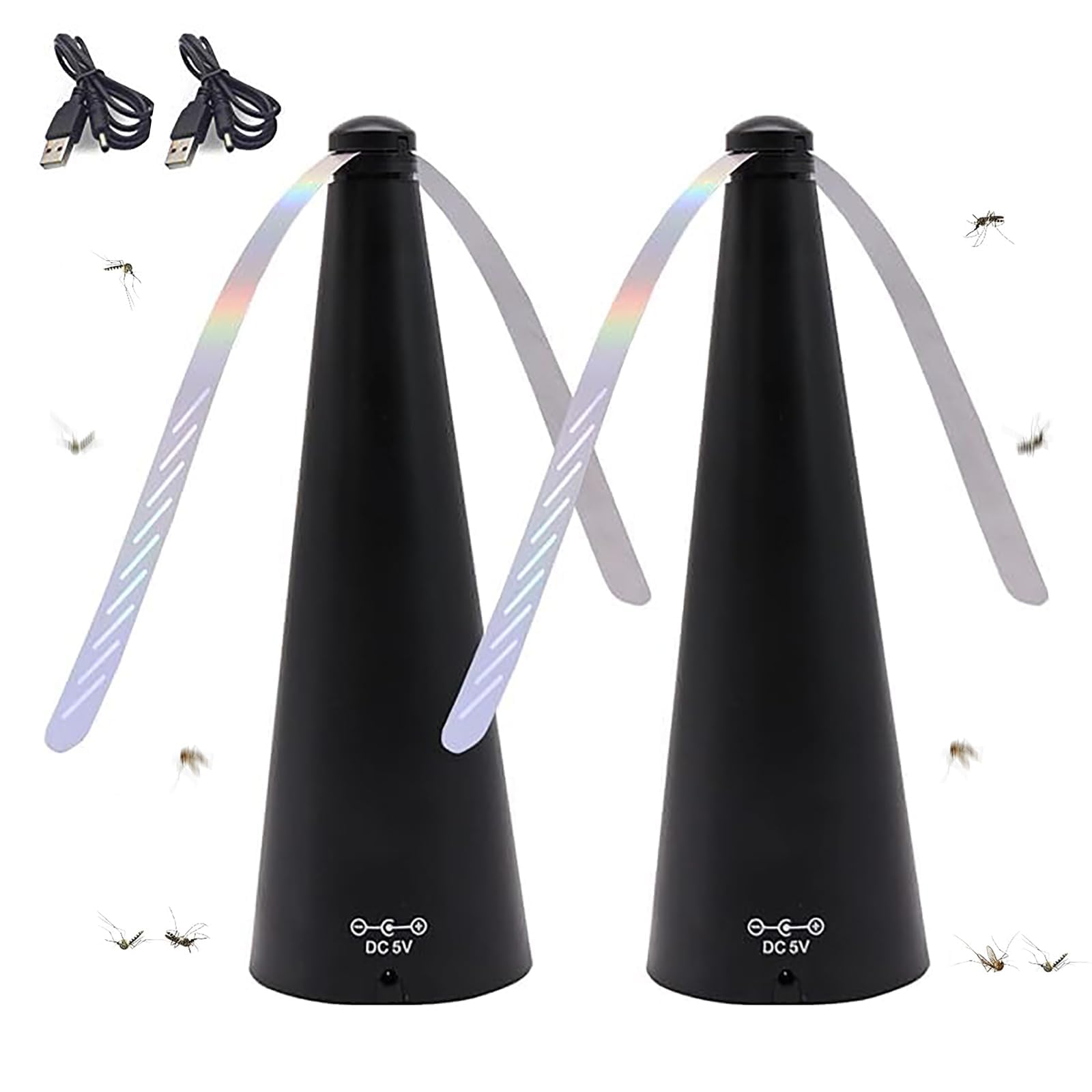 Fly Fans For Tables, Fly Spinner For Table, Effective Portable Fly Deterrent Fans for Food Tables, USB Plug-in & Batteries Powered, Portable Fan Gadgets for Indoor Oudoor Picnic BBQ Party Camping