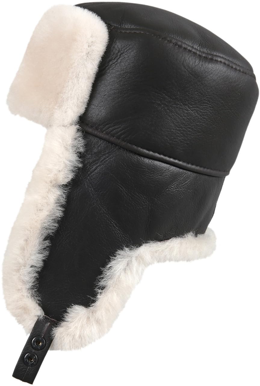 Unisex Shearling Sheepskin Trooper Russian Ushanka Winter Fur Hat