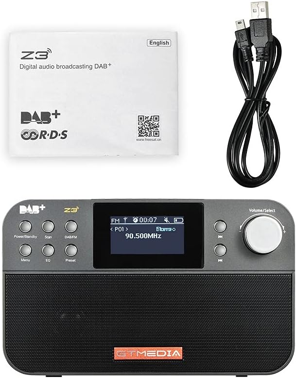 Dab/Dab+ Digital FM Radio 60 Preset Stations Alarms Clock Snooze Timer Rechargeable Battery Dab Radios Portable Digital Radio with USB Charging