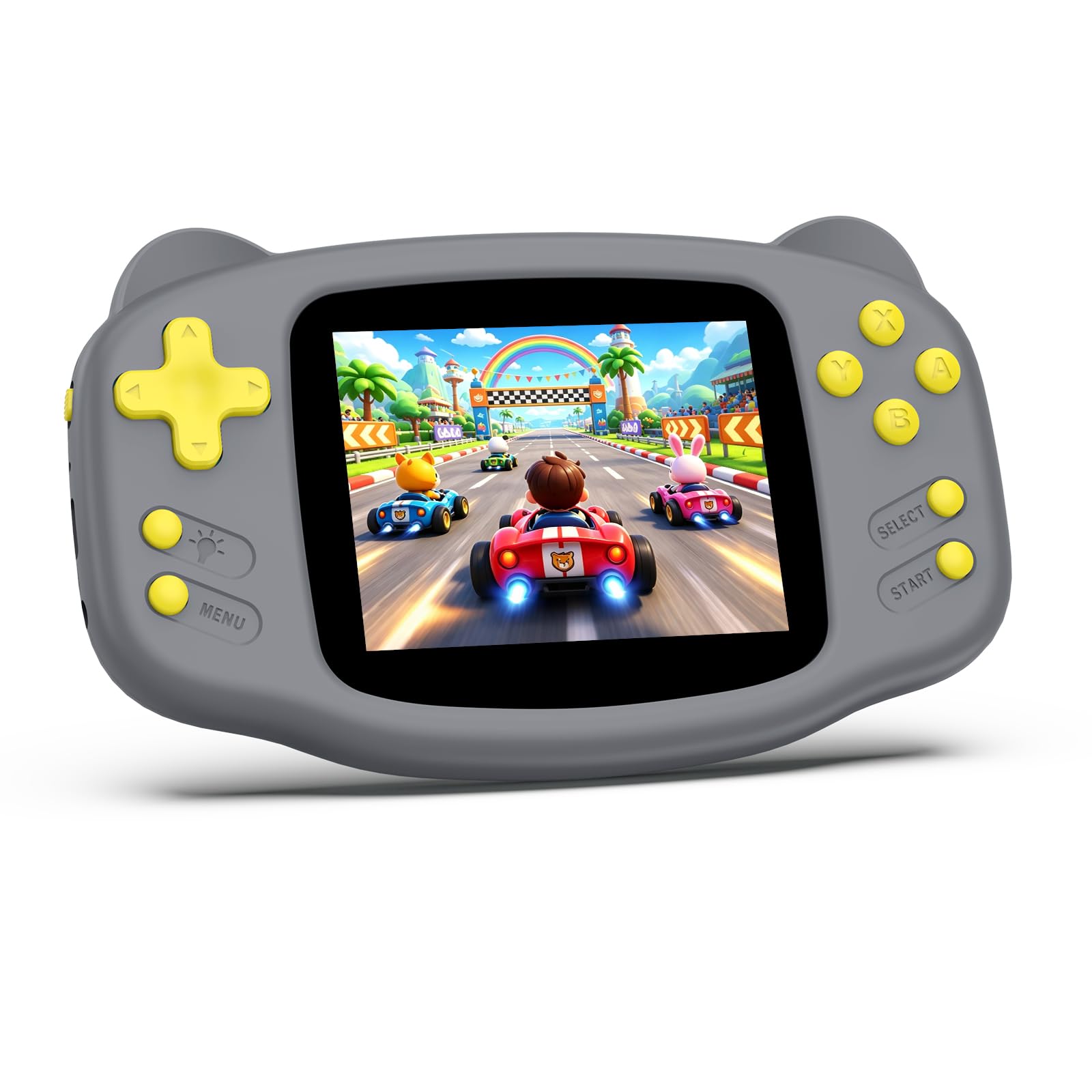 Handheld Game for Kids, 300 Built-in Retro Video Games, 16-Bit Portable Gaming Player with 3.2" HD Screen, Rechargeable Battery, Mini Electronic Travel Toy Gift for Boys & Girls (Grey)