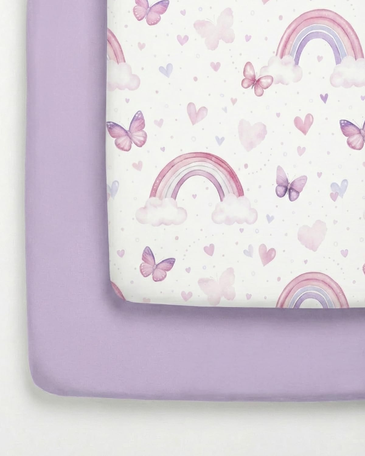 2-Pack Pack N Play Sheets - Playard Mattress Sheets - 38 x 26in, Flutter