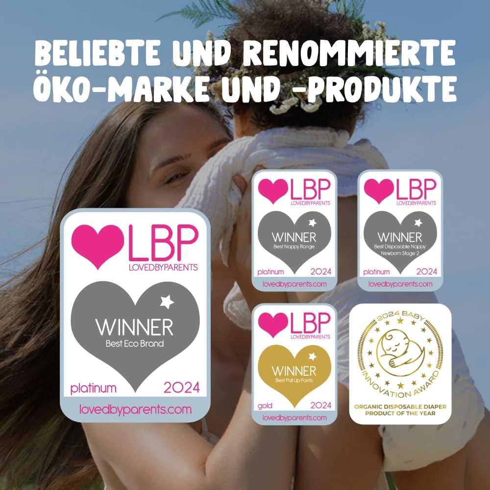 Naty Baby Öko Windeln - umweltfreundliche Premium-Bio Windeln aus pflanzenbasierten Materialien, ideal für empfindliche Babyhaut (Größe 4-88 Stück)