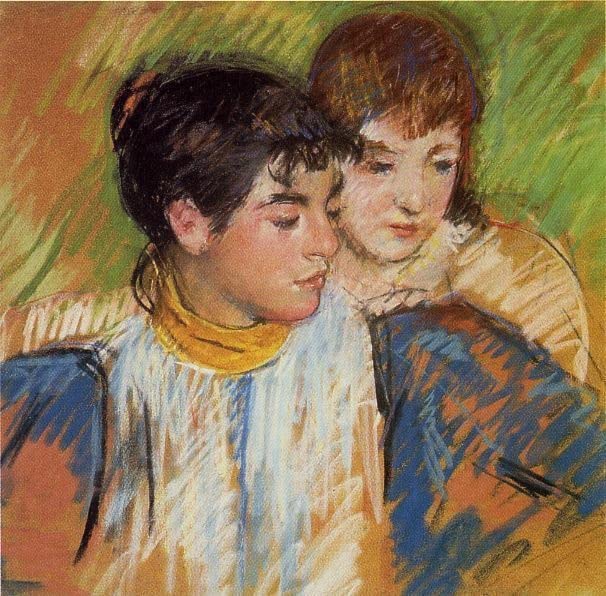 Tableau Toile les deux sœurs de Mary Cassatt - Affiche d'Art Décorative pour Salon 60x90cm