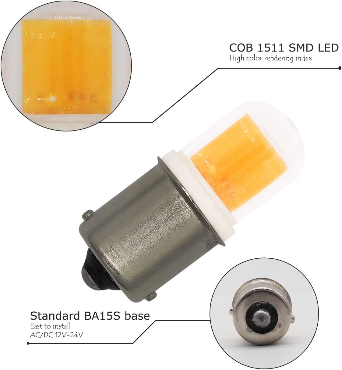 Exclusive Discount 🔥 GRV BA15S 1156 1141 1003 LED Bulb 2W COB 1511 SMD with Glass Cover DC 12V 20W Halogen Bulbs Replacement Bulbs Warm White Pack of 6 New Arrivals GRV BA15S 1156 1141 1003 LED Bulb 2W COB 1511 SMD with Glass Cover DC 12V 20W Halogen Bulbs Replacement Bulbs Warm White Pack of 6