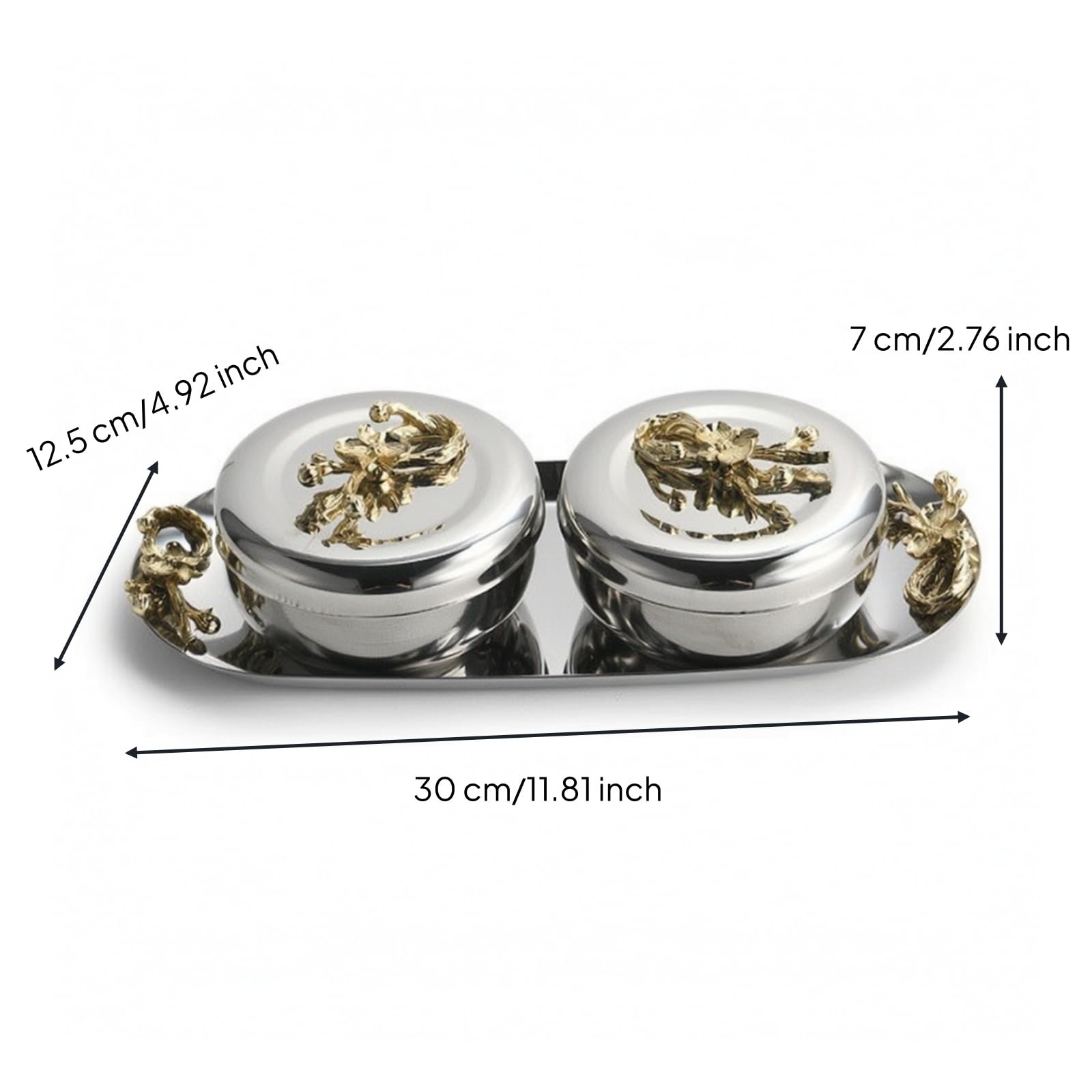 Gralara Kaffeedosen mit Tablett Modern Edelstahldosen mit Tablett Stabil Kaffeedose für Kaffeeecke, 300 125 70mm