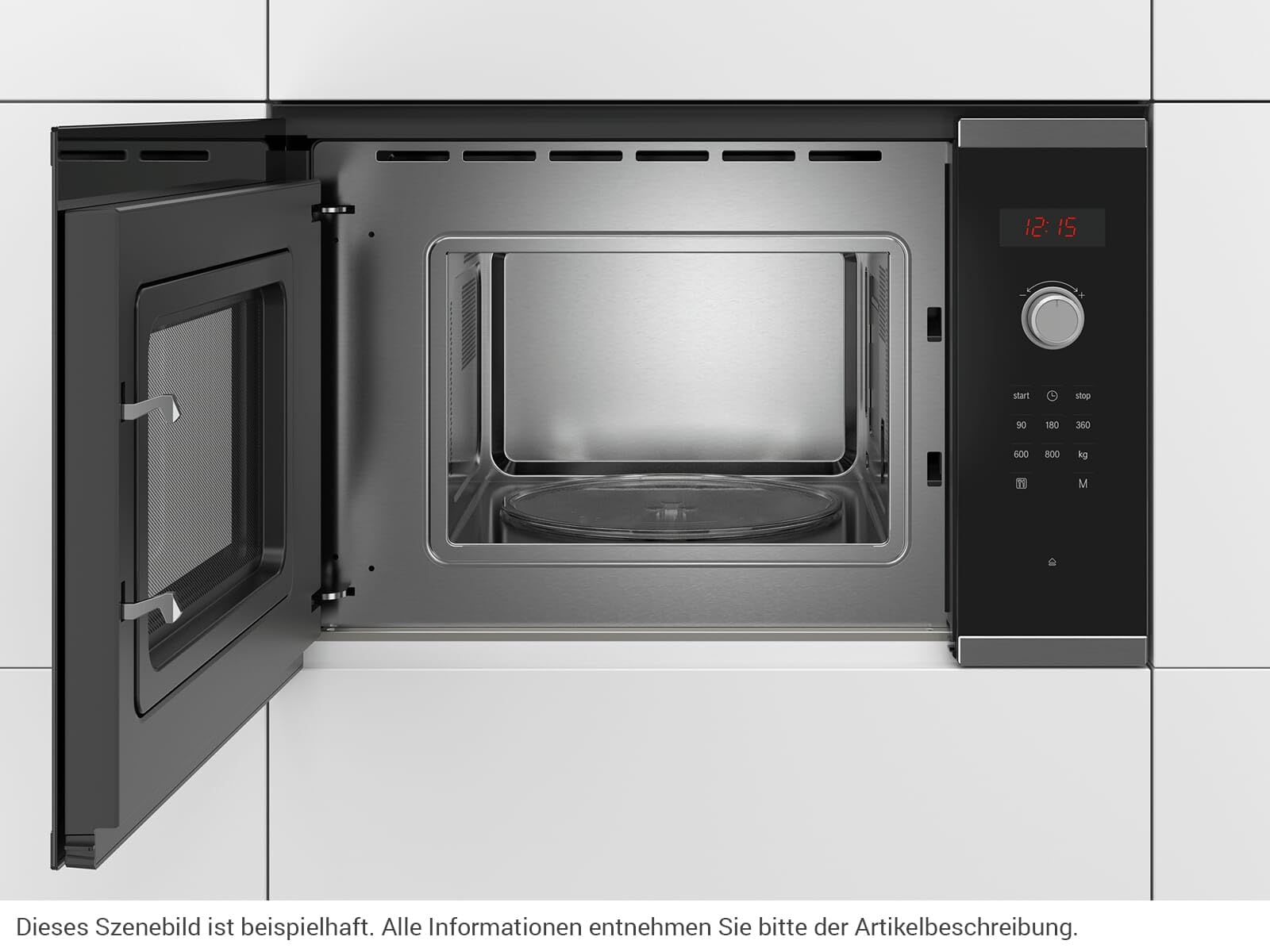 BOSCH BFL523MS0 kuchenka mikrofalowa do zabudowy, pojemność 20 l, moc 800 W, kolor czarny/stal nierdzewna