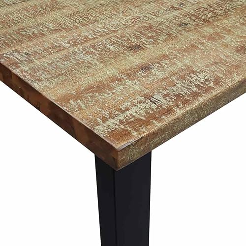 Miniatura 8 de Solid Acacia Wood Dining Table 78.7 x 35.4 in Industrial Rectangular Kitchen Table Seats 6 Modern Rustic Brown Finish for Dining Room Living Space
