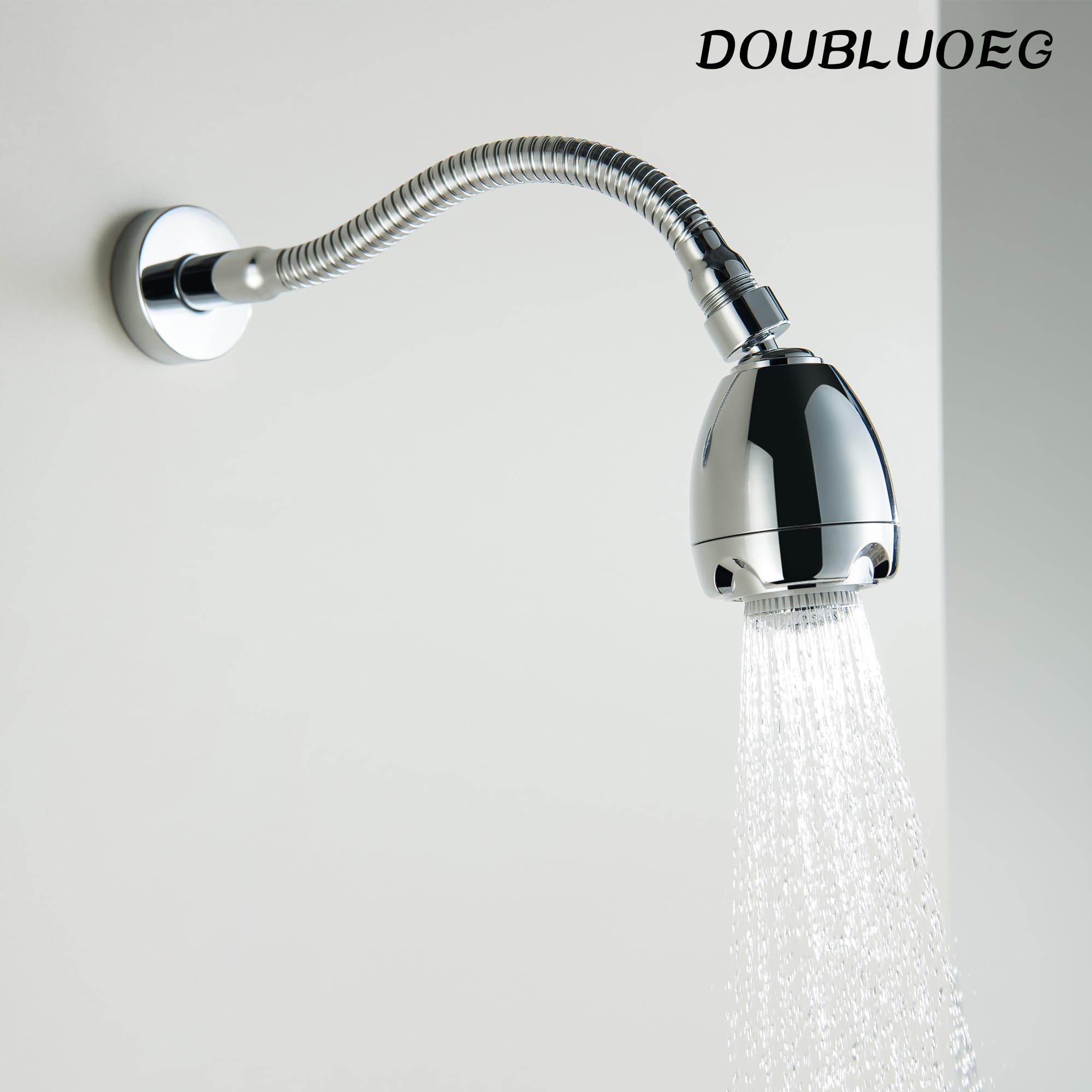 Cabezal de ducha cromado de 11.8 pulgadas con brazo de ducha ajustable, cabezal de ducha flexible de 3 funciones para ducha pequeña, brazo de extensión de cabezal de ducha de alta presión