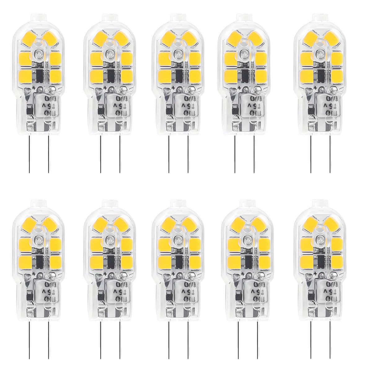 WULUN G4 LED Bulbs 2Watt, AC 220-240V, Cool White 6000K LED Lamps, 20 Watt Halogen Bulbs Equivalent, 360°Beam Angle, 200lm, Non Dimmable, Pack of 10