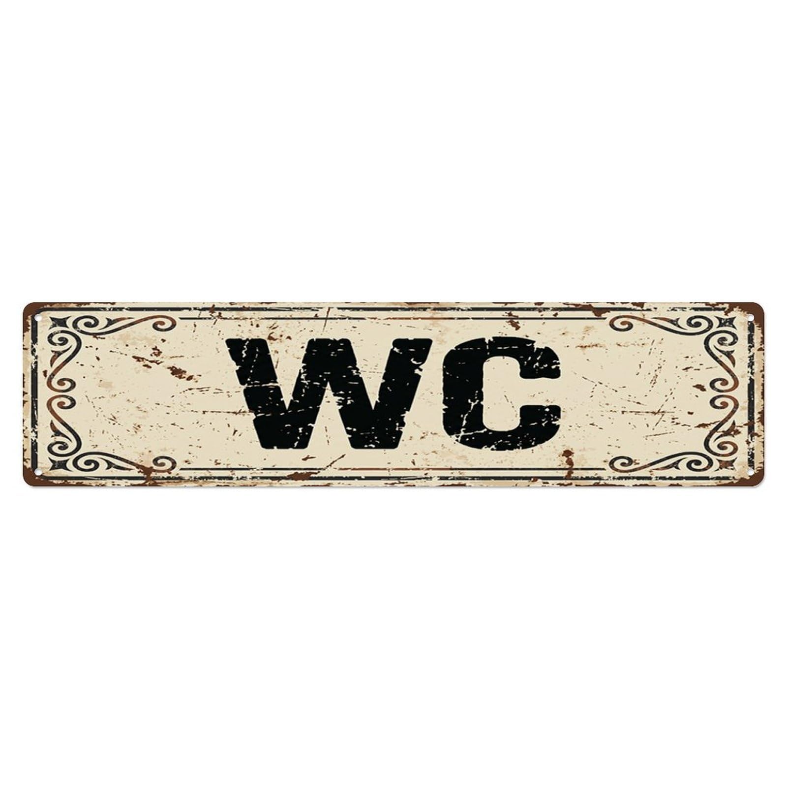 Weathered Nostalgic Brewery Restroom Toilet(WC) Door Metal Tin Skinny Sign Plaque Wall Decor for Cafe, Club Bar, Office, Home Garden Metal Poster 4x16Inch