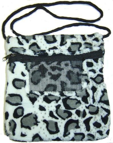 Rodent or Sugar Glider Carry Bonding Pouch with Window Snow Leopard Print by PetWiser