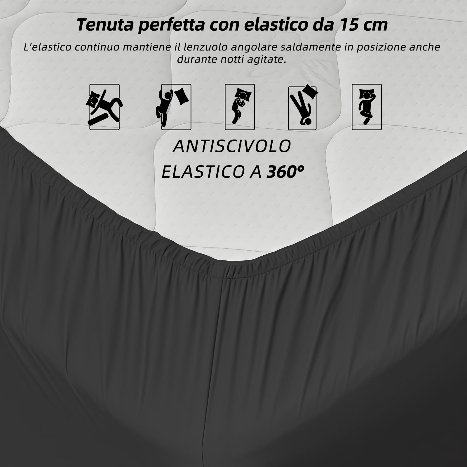 Set di 4 lenzuola con angoli per camper con materasso centrale – Set di lenzuola per camper Volkswagen California / Mercedes-Benz Marco Polo/FIAT Ducato (grigio fumo)