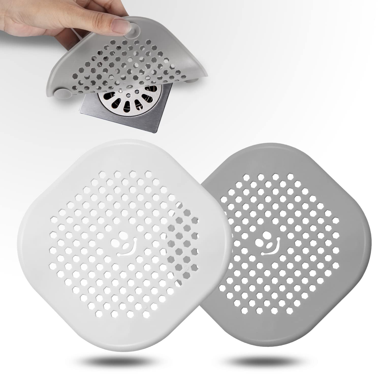 Shower Drain Hair Catcher - 5.5 Inch Silicone Strainer With Weighted Core | Fits Most Bathroom, Kitchen & Laundry Drains