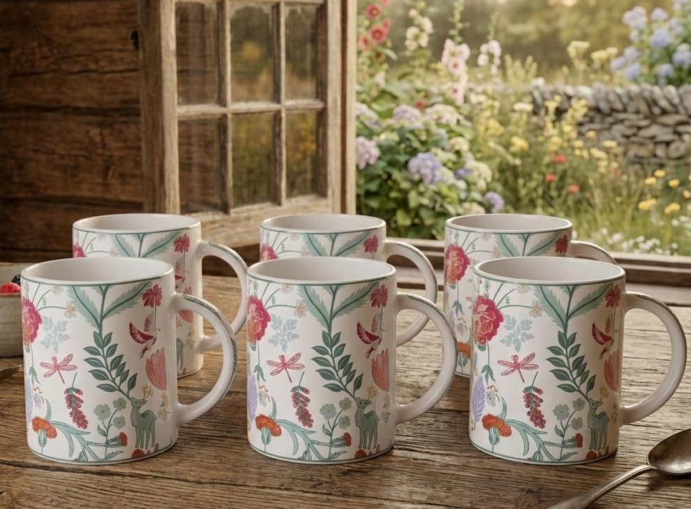 Image of Ceramic Tea /Coffee Mugs (Multi Color Mugs Set of 6)