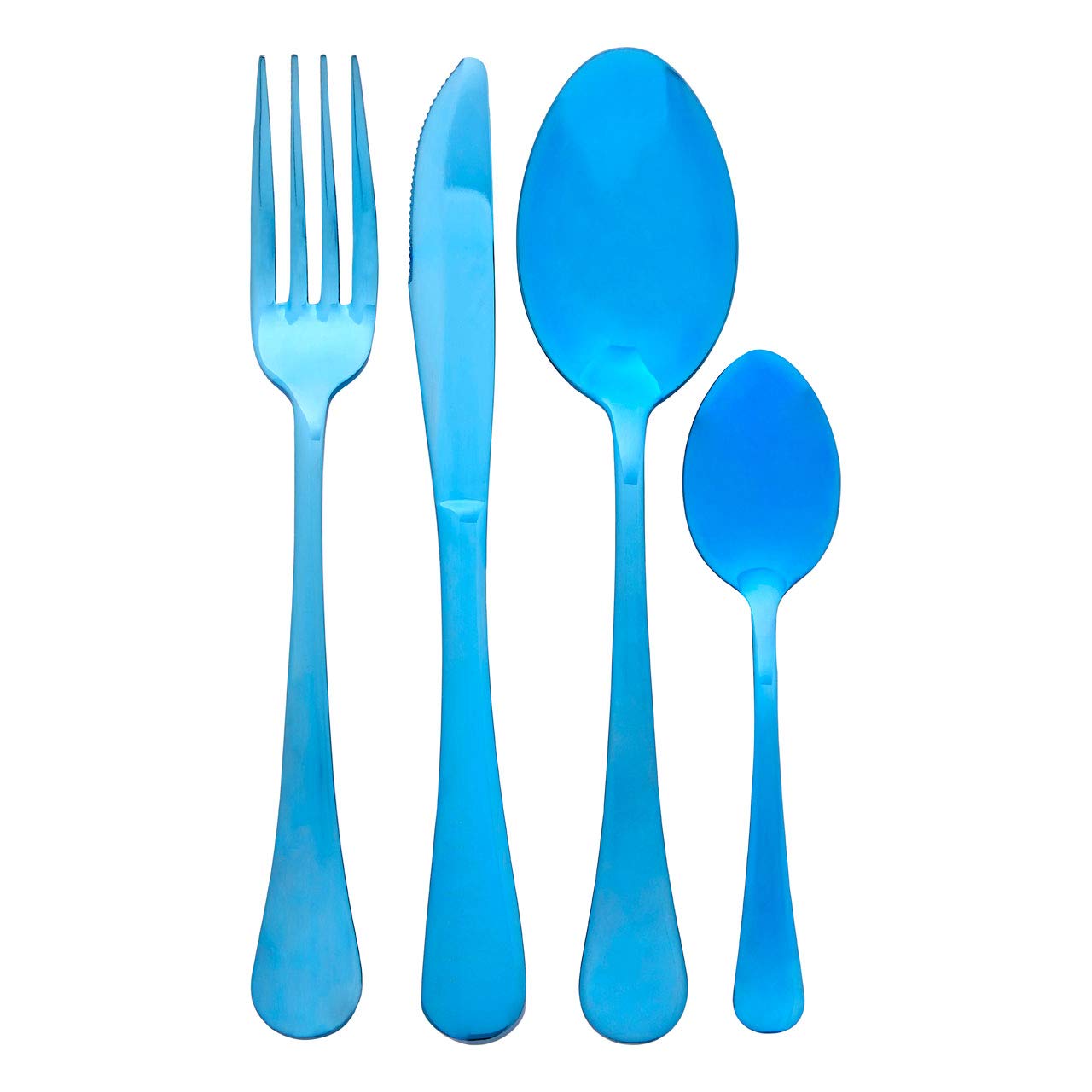 Premier Housewares Bold 16 Pc Stainless Steel Cutlery Set, Durable Cutlery Set For Kitchen, Stylish Portable Cutlery Set Blue