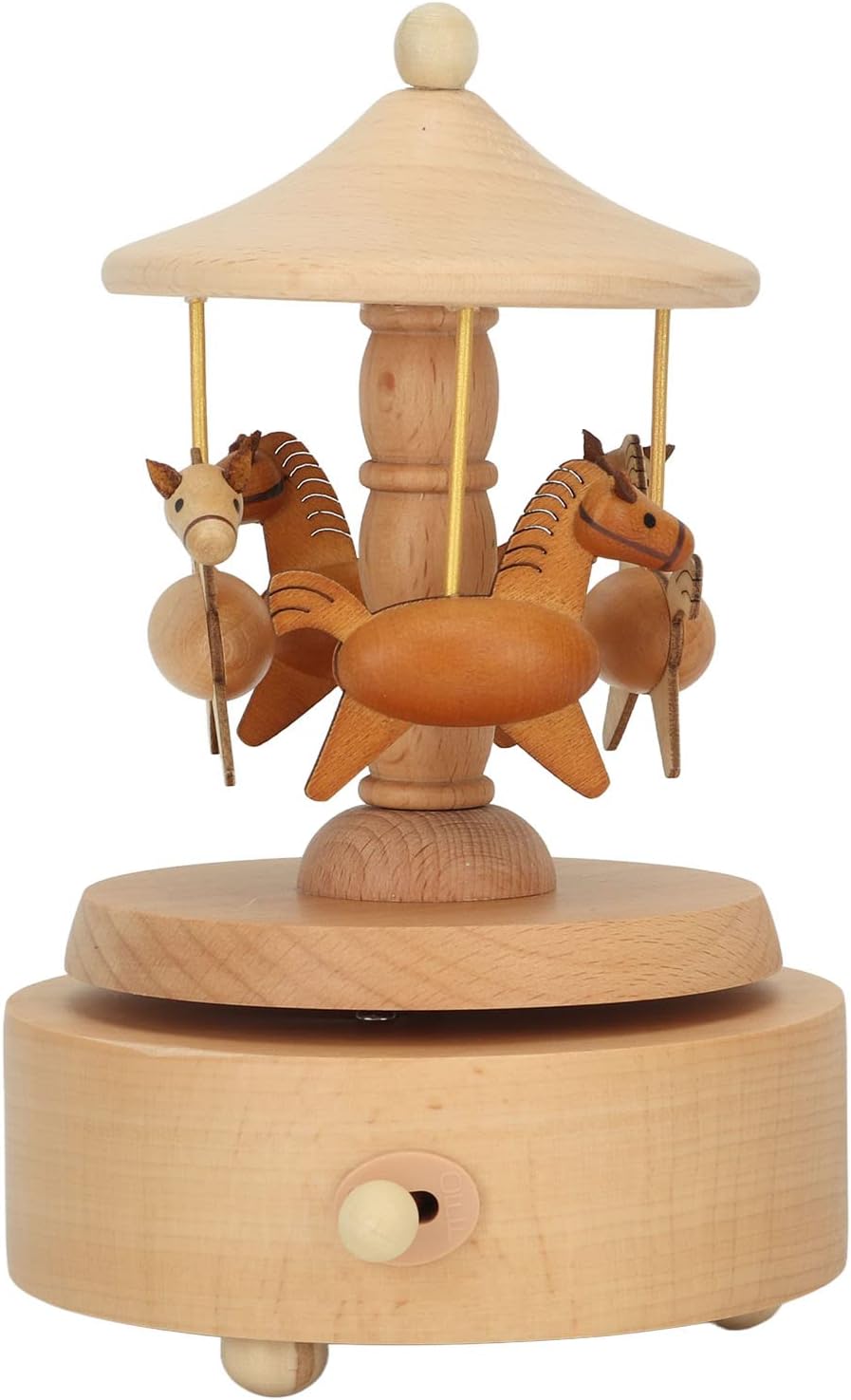 Carousel Music Box, Wooden Merry--Round Horse Musical Box Turn Horse Shaped Wood Crafts Home Decor Wood Horse Music Box for Birthday Christmas Gift, Valentine Gift