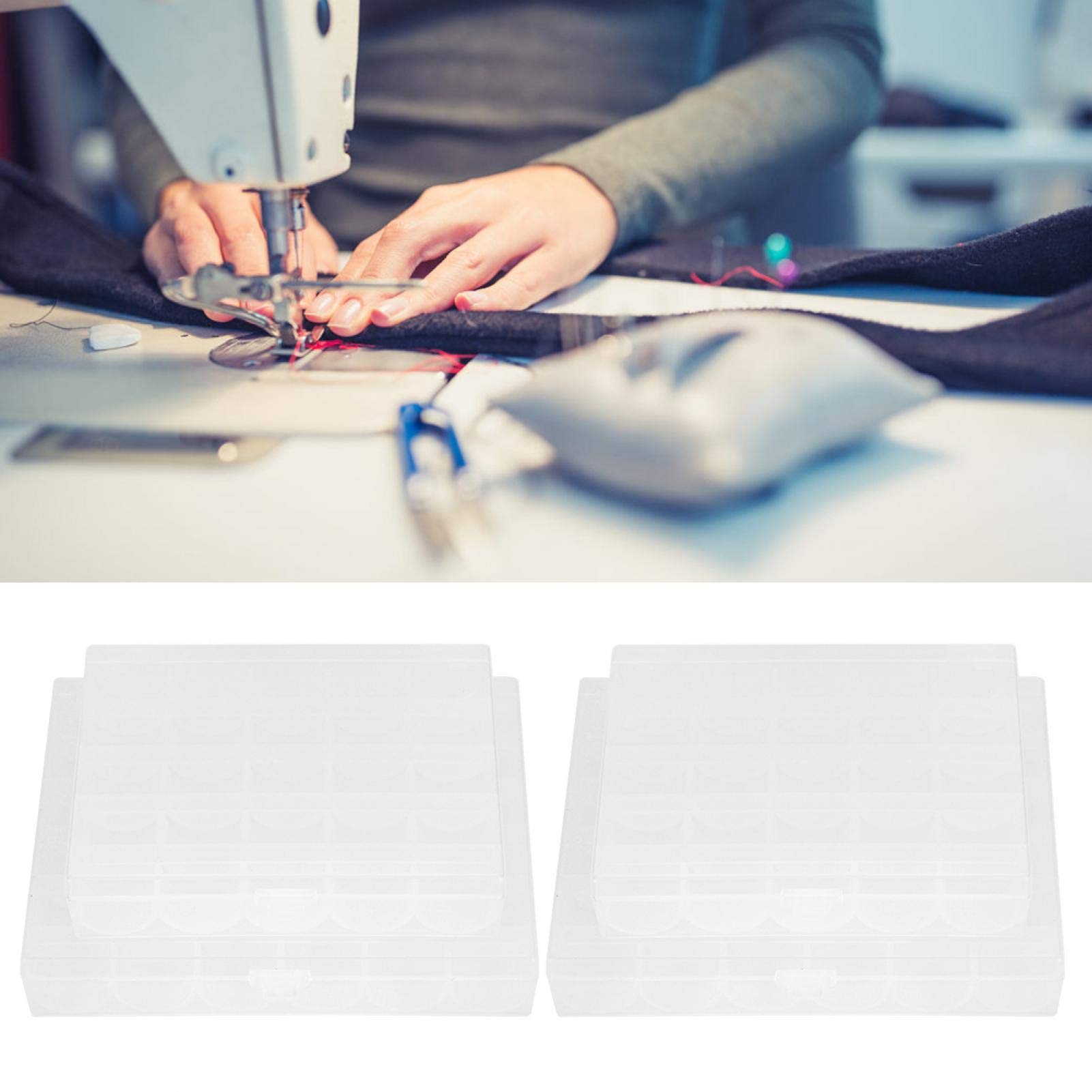 HERCHR 4-teilige Spulenbox - Transparente Nähspulen Aufbewahrung 25/36 Grid